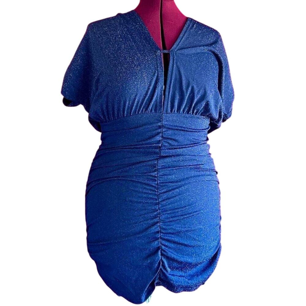 Womens Dress Size 1XL Blue Tie Back Cocktail Nightout Date Night Office Party